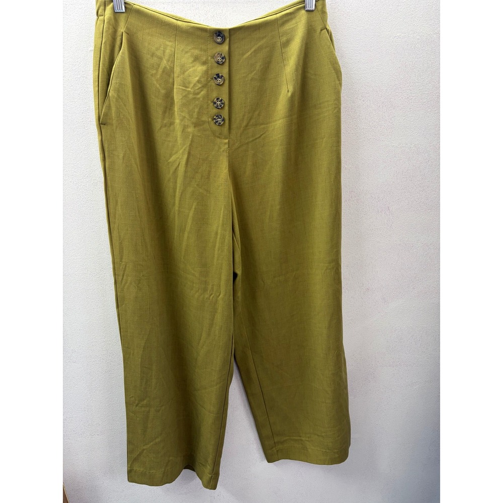 Haver & Blair London Olive Green Wide Leg Button Fly Pants Womens XL CHU24501